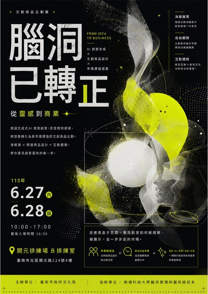 2026開元試場 <歡迎來到開元任意門> 系列活動： 0627-0628<展覽>腦洞已轉正 從靈感到商業—文創商品企劃展(自由入場)
