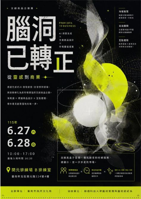 2026開元試場 <歡迎來到開元任意門> 系列活動： 0627-0628<展覽>腦洞已轉正 從靈感到商業—文創商品企劃展(自由入場)